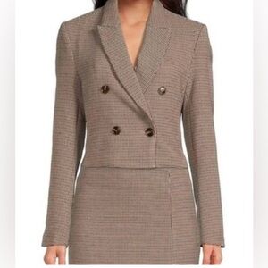 Lucy Paris Brown Cropped Double-Breasted Blazer Size Medium